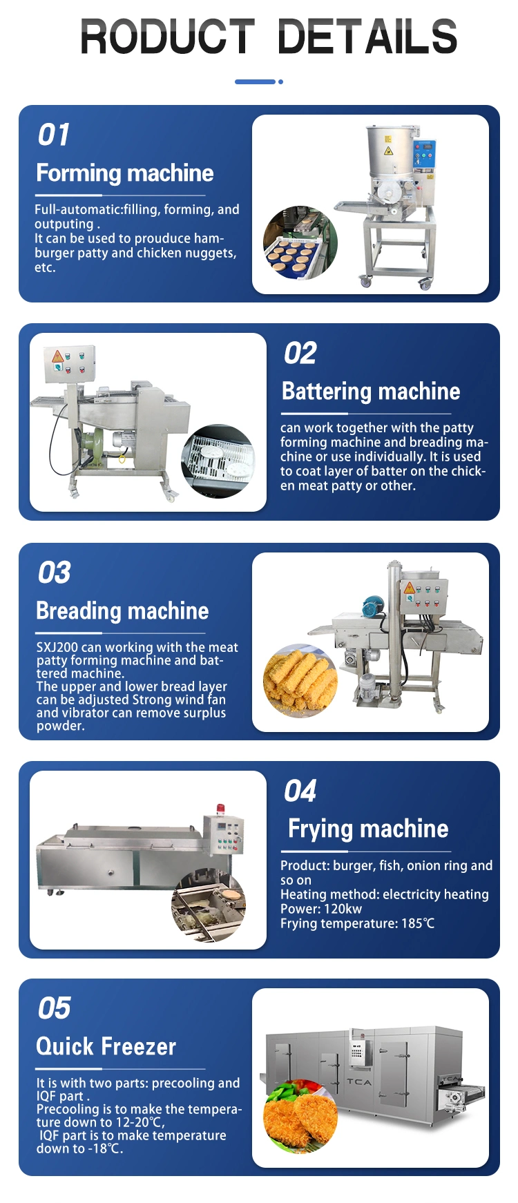 TCA Burger Machine Line Burger Patty Machine Processing Line Nuts Processing Machines Line